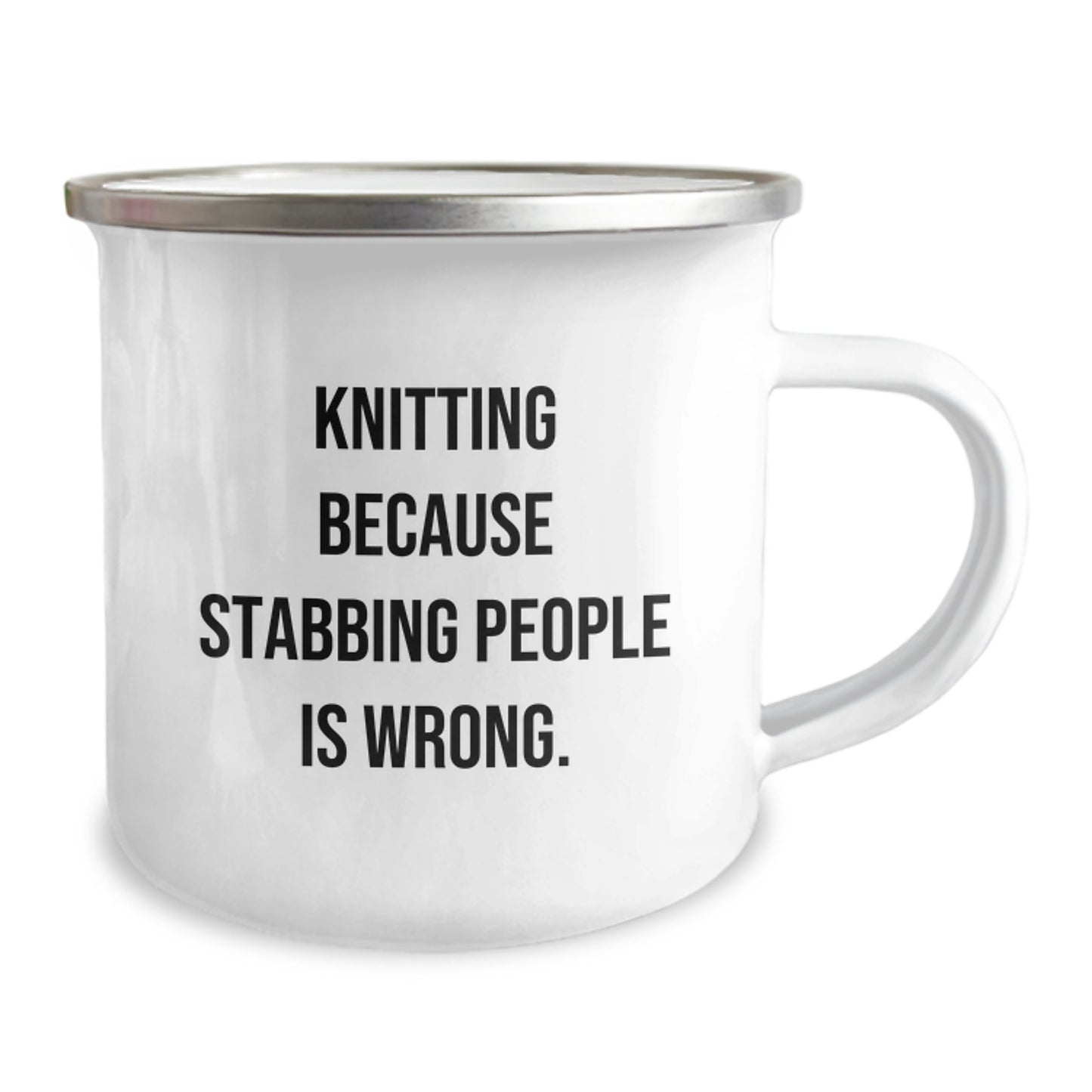 Knitting Enthusiast Gifts, Funny Camping Mug for Women, Gifts from Friends, Knitting Humor for Graduation - 12 oz Stainless Steel with Enamel Finish - Image 2
