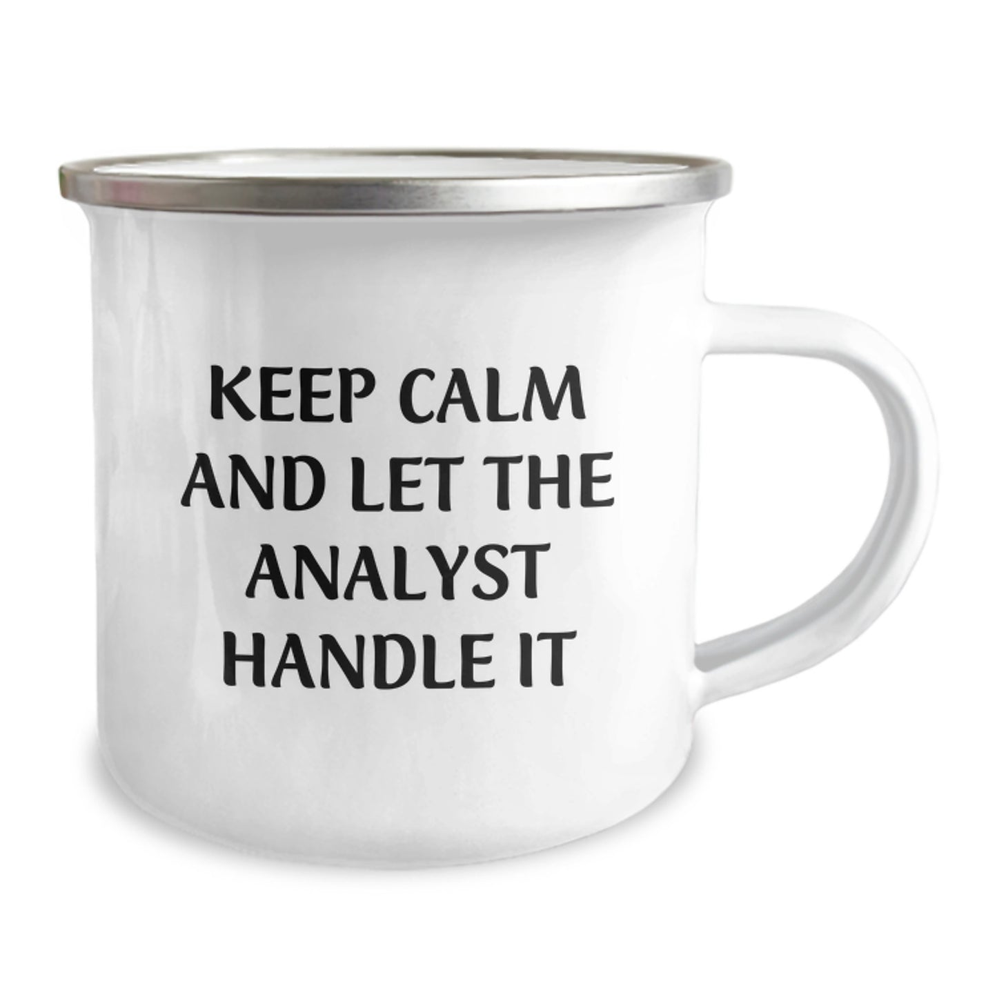 Camping Mug for Analysts: 'Keep Calm And Let The Analyst Handle It' Funny Birthday Unique Gift from Friends, Perfect for Coworkers and Family - Image 2