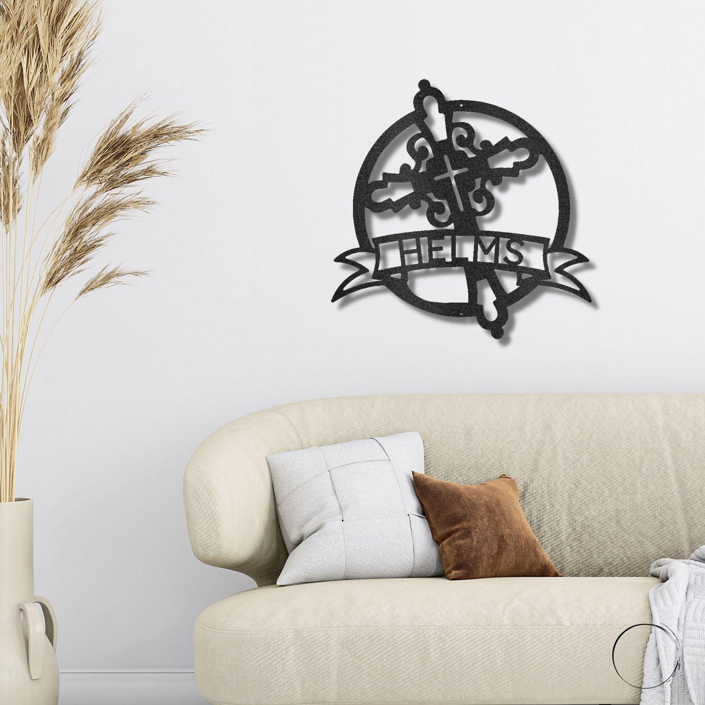 Catholic Cross Custom Name Monogram Metal Art Wall Sign - Mallard Moon Gift Shop