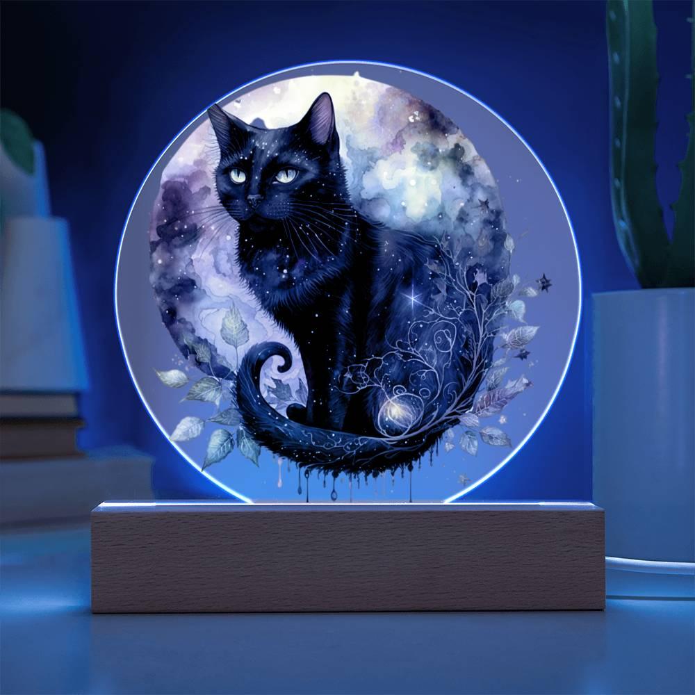 Charming Night Prowler: Black Cat Acrylic Display - Mallard Moon Gift Shop