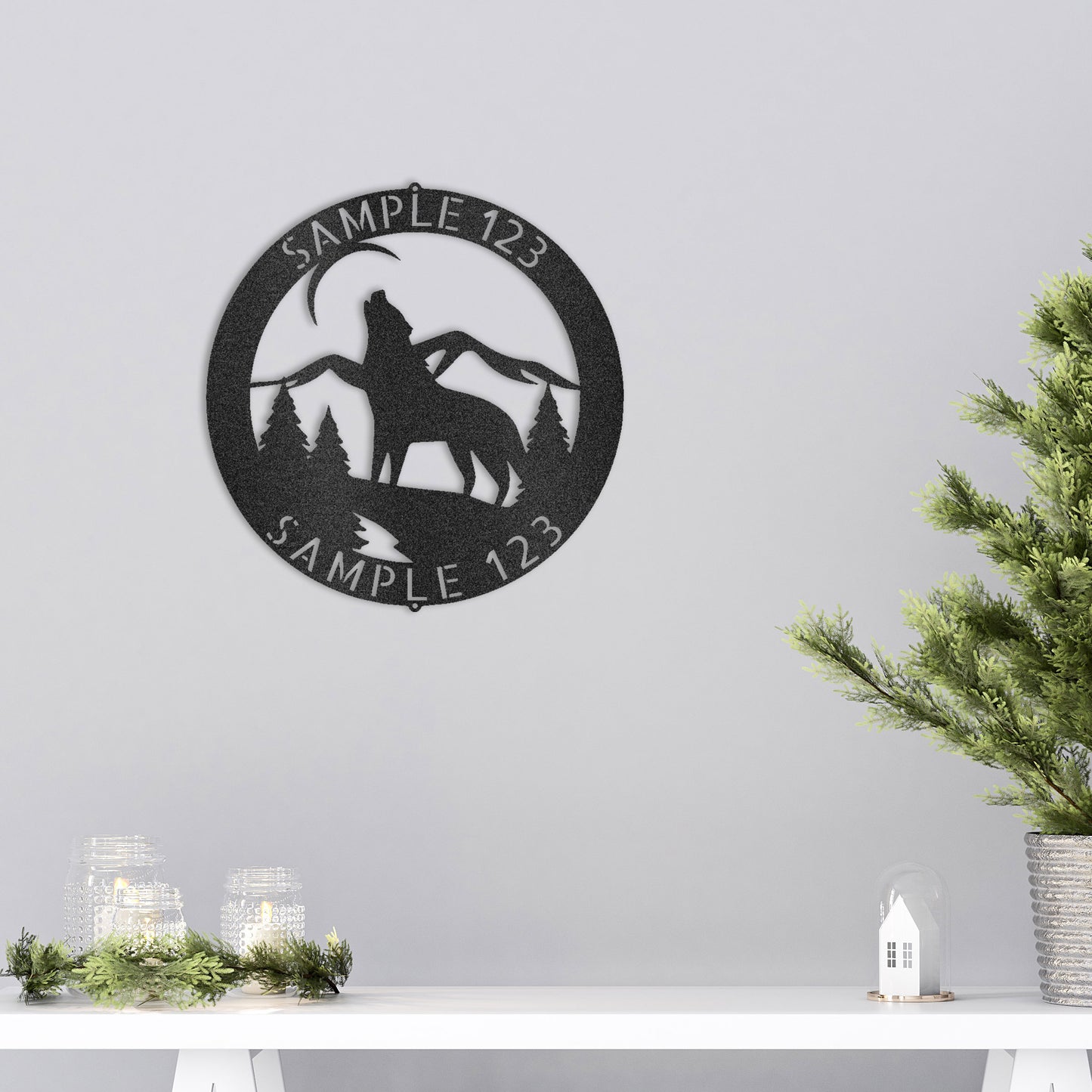 Personalized Howling Wolf Metal Wall Art Sign - Custom Name Laser Cut Decor for Home, Cabin, Lodge - Unique Rustic Wildlife Gift - Mallard Moon