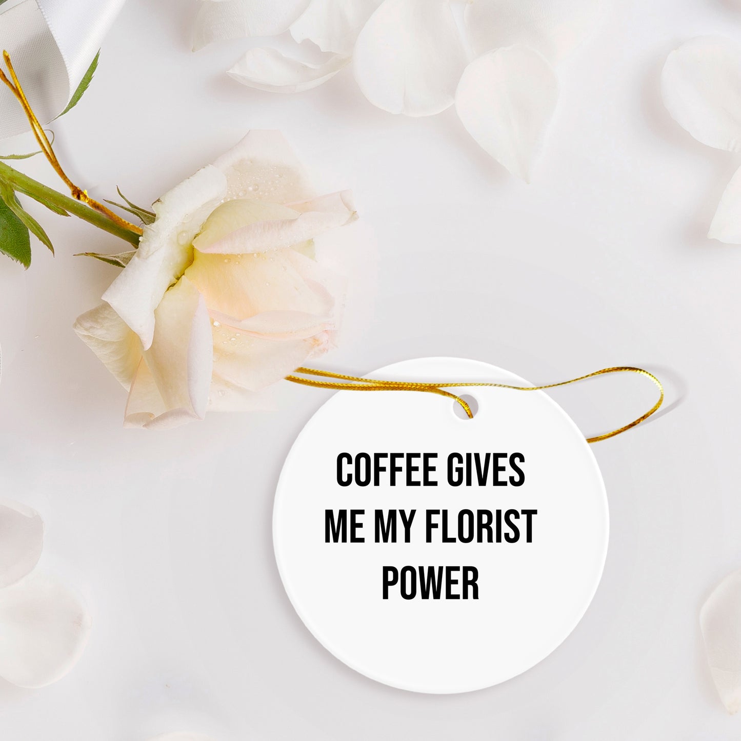 Funny Florist Gifts for Friends, Women, or Men - Coffee Gives Me My Florist Power Circle Ornament, Christmas Unique Gifts from Family, Coworkers, or Friends - Mallard Moon