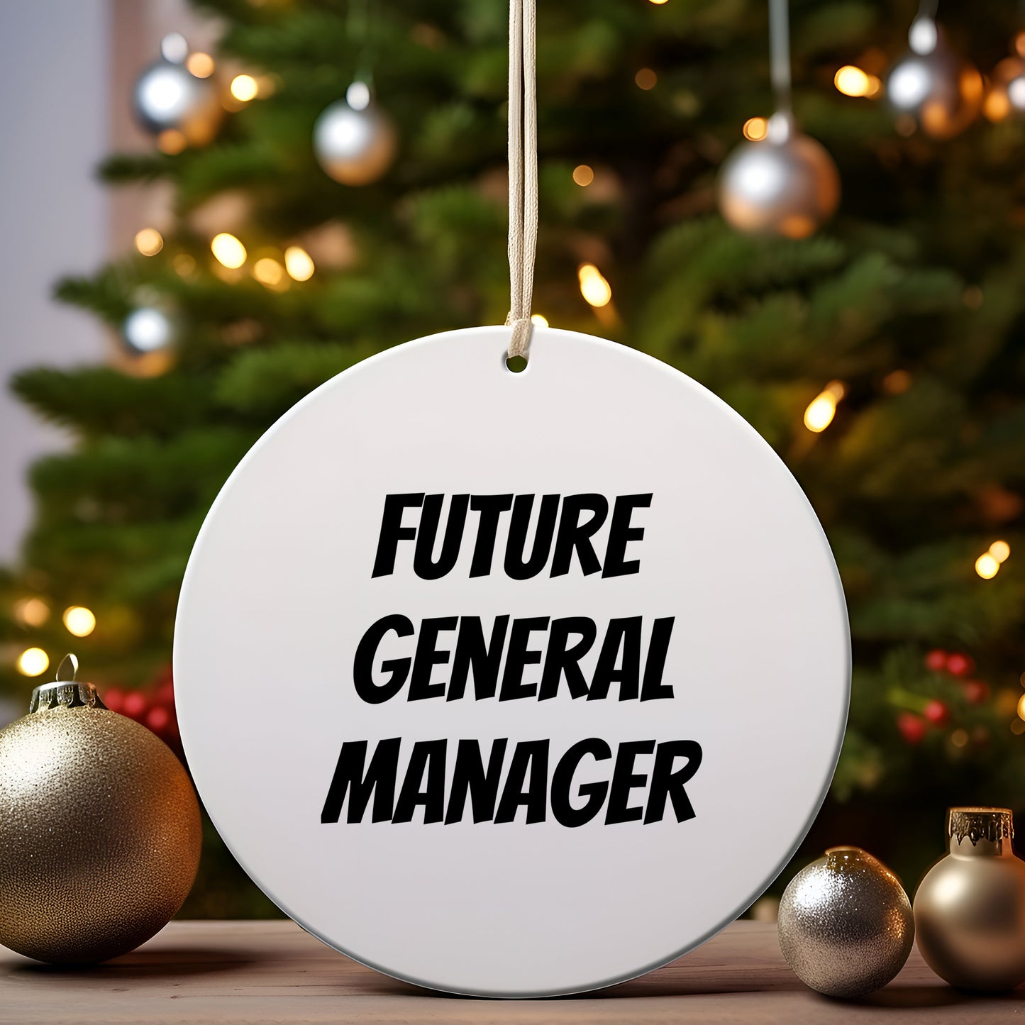 Funny General Manager Christmas Unique Circle Ornament - Future General Manager Gifts - Mallard Moon