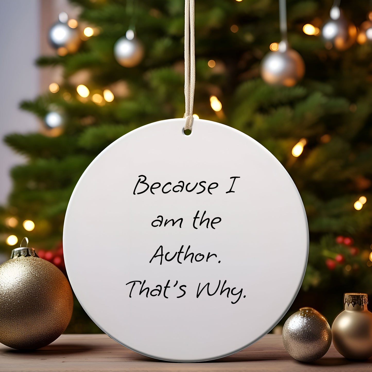 Author Gifts from Friends - Because I Am The Author. That's Why. Circle Ornament for Christmas - Mallard Moon