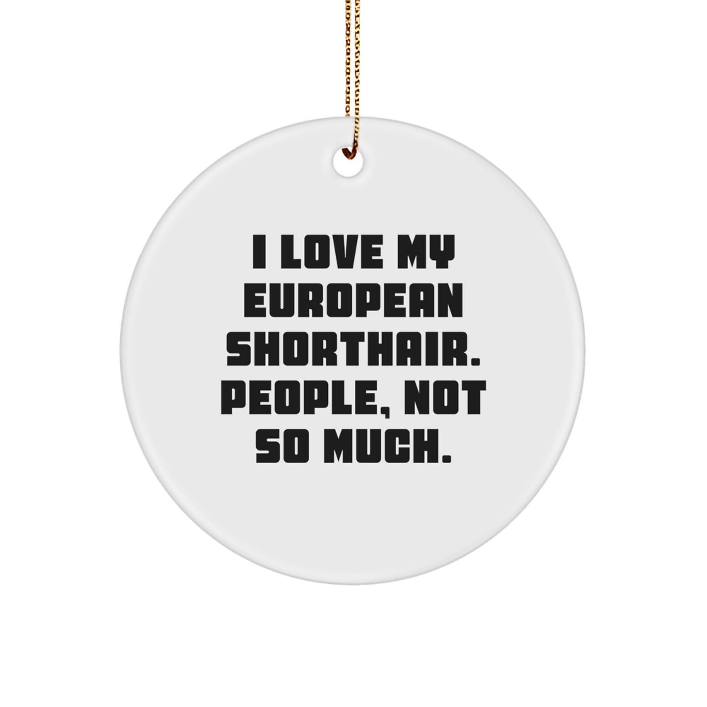 I Love My European Shorthair Cat Gifts from Friends for Christmas Unique Circle Ornaments - Image 1