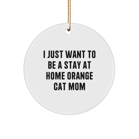 Orange Cat Mom's Delight, Funny Circle Ornament Gifts for Her from Friends, Christmas Unique Present for Stay at Home Orange Cat Mom - Image 1