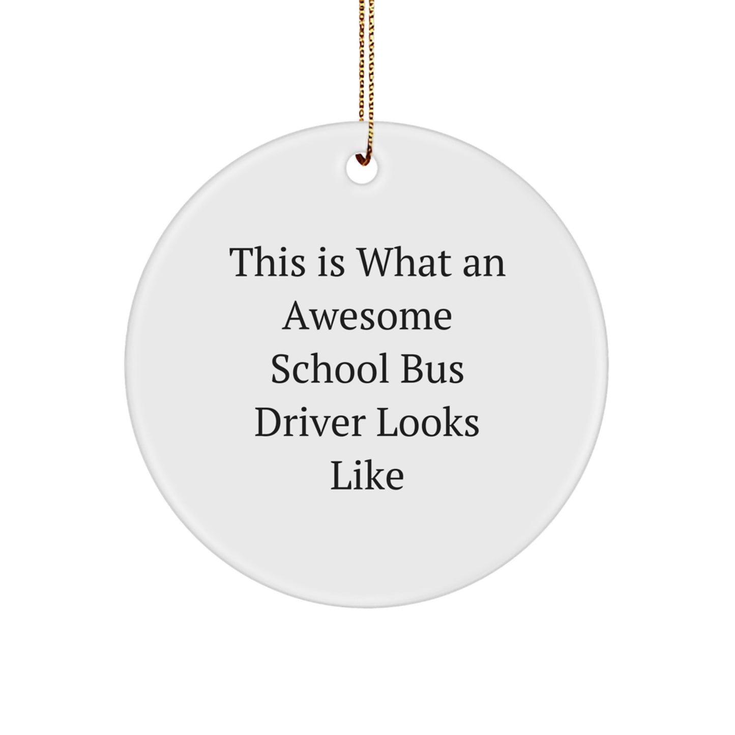 Funny School Bus Driver Gifts: 'This Is What An Awesome School Bus Driver Looks Like' Circle Ornament, Gifts from Family to School Bus Driver, Christmas Unique Gifts - Image 1