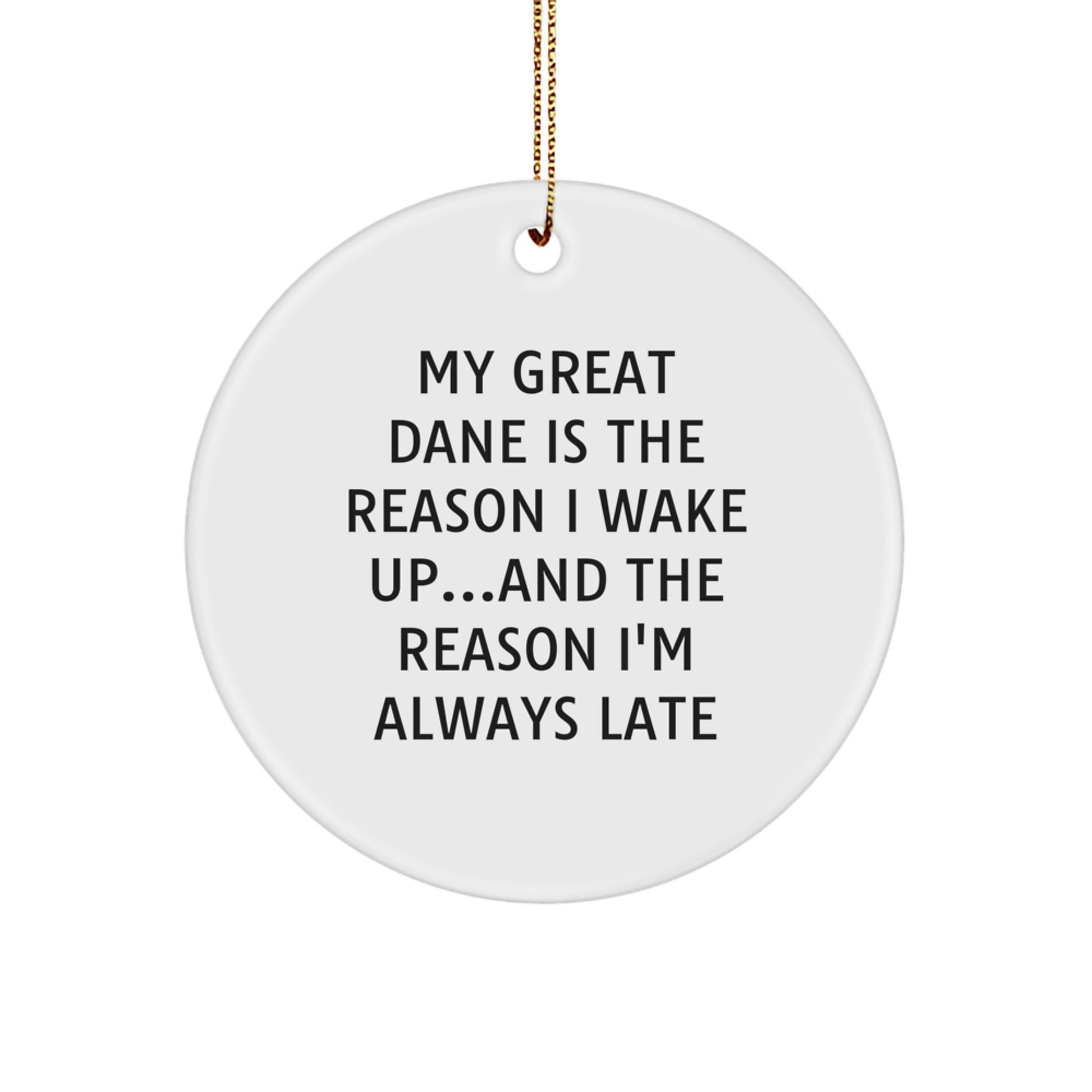 Funny Great Dane Dog Gifts for Men Women Friends Family - Circle Ornament from Men to Family - White Engraved Christmas Ornament