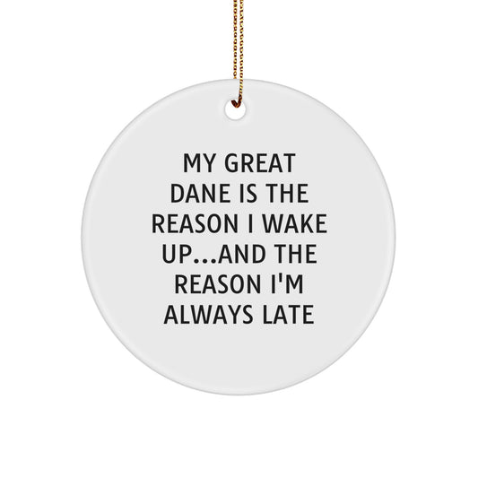 Funny Great Dane Dog Gifts for Men Women Friends Family - Circle Ornament from Men to Family - White Engraved Christmas Ornament