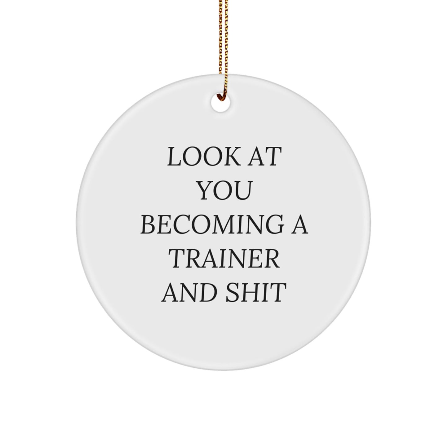 Funny Trainer Circle Ornament, Look At You Becoming A Trainer And Shit, Gifts from Friends for Trainers, Unique Christmas Unique Gifts for Men - Image 1