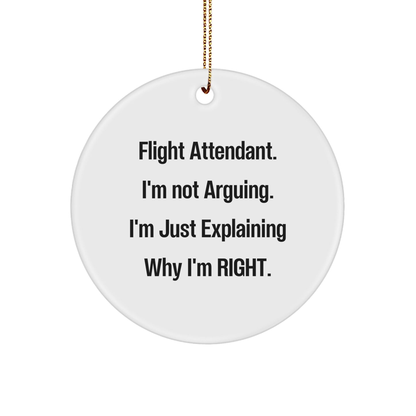 Funny Flight Attendant Gifts for Christmas, Flight Attendant Circle Ornament Humor, Gifts from Friends to Flight Attendant Coworkers - Image 1
