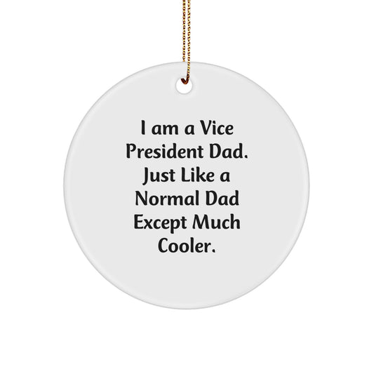 Funny Vice President Dad Gifts from Men to Husband for Christmas Unique Decorations - I Am A Vice President Dad Just Like A Normal Dad Except Much Cooler Circle Ornament - Image 1