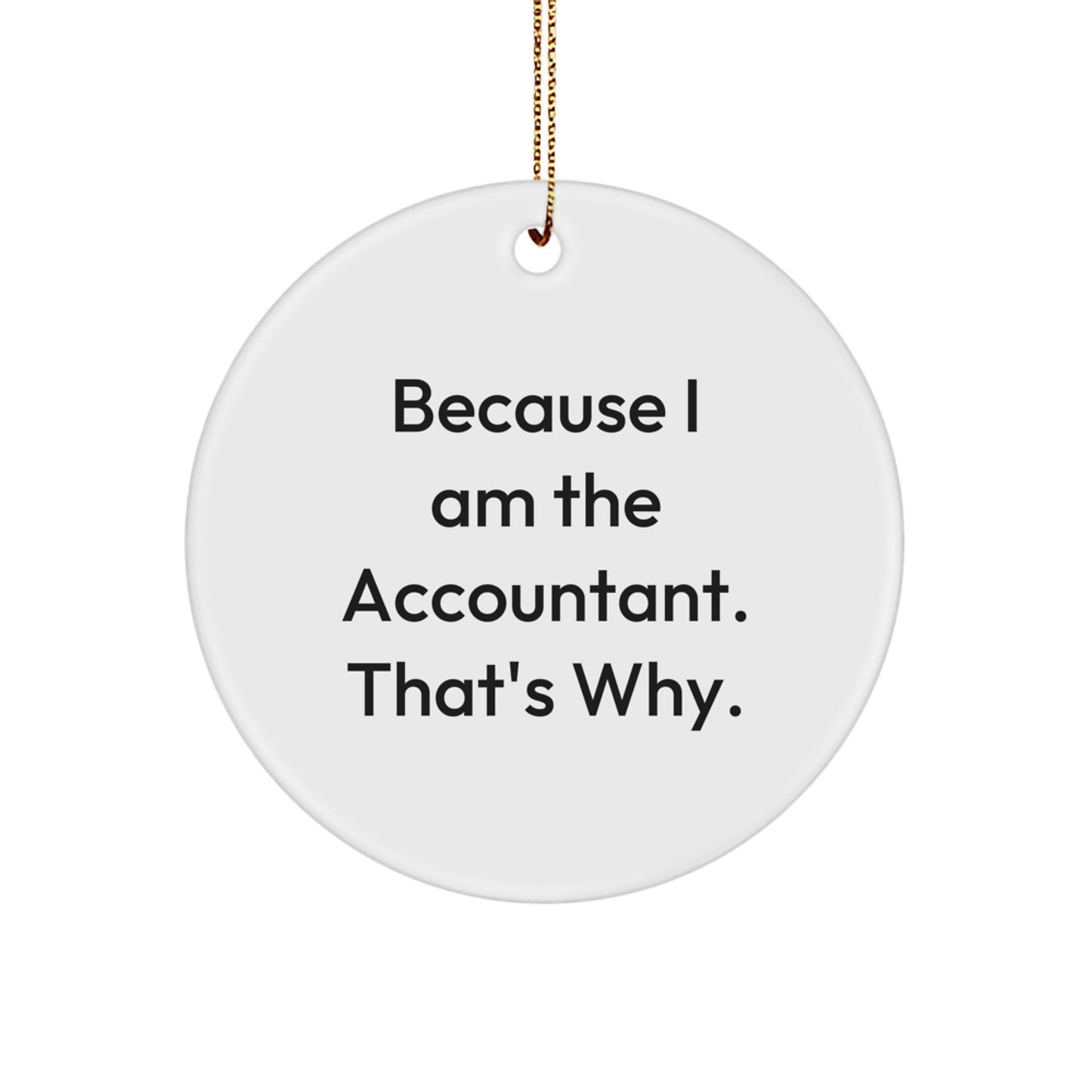 Funny Accountant Gifts from Family, Christmas Unique Circle Ornaments for Office Desk with Because I Am The Accountant That's Why Quote - Image 1