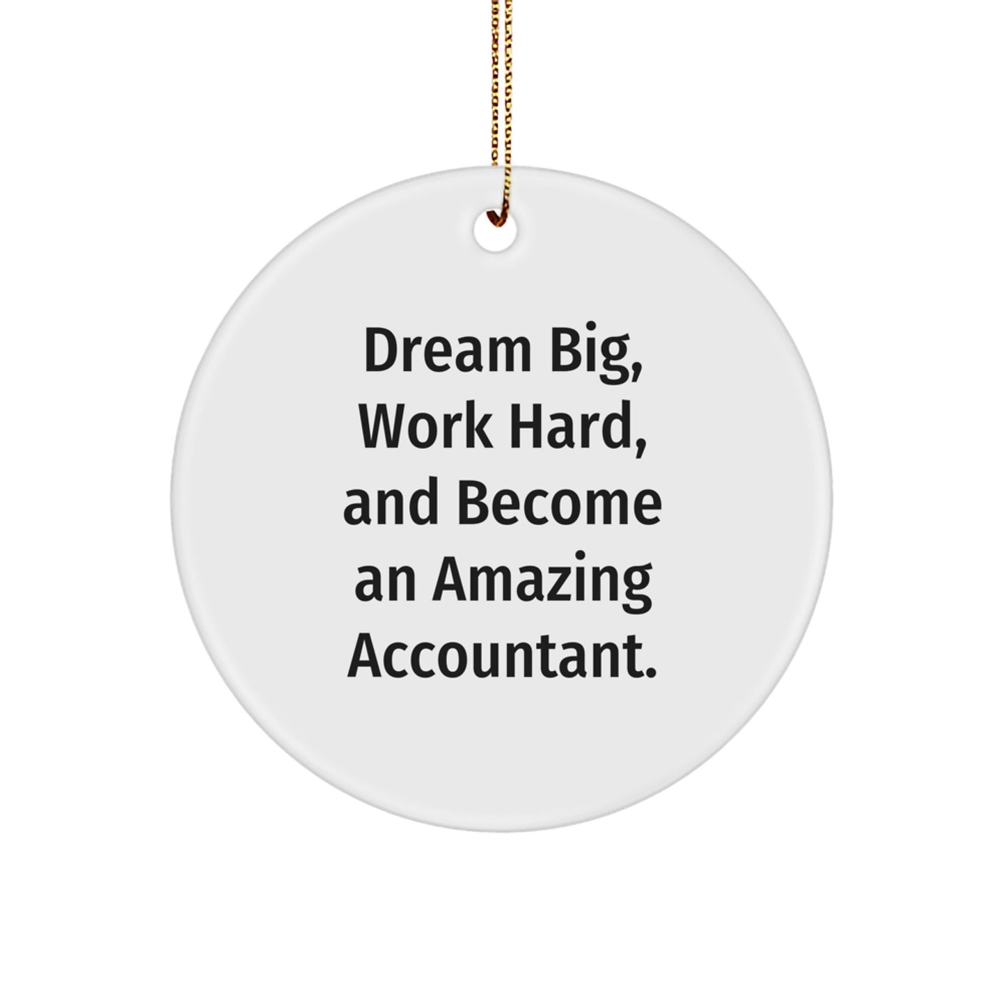 Gifts from Friends, Family, and Coworkers - Inspirational Accountant Circle Ornament, 'Dream Big, Work Hard, And Become An Amazing Accountant.' for Christmas - Image 1