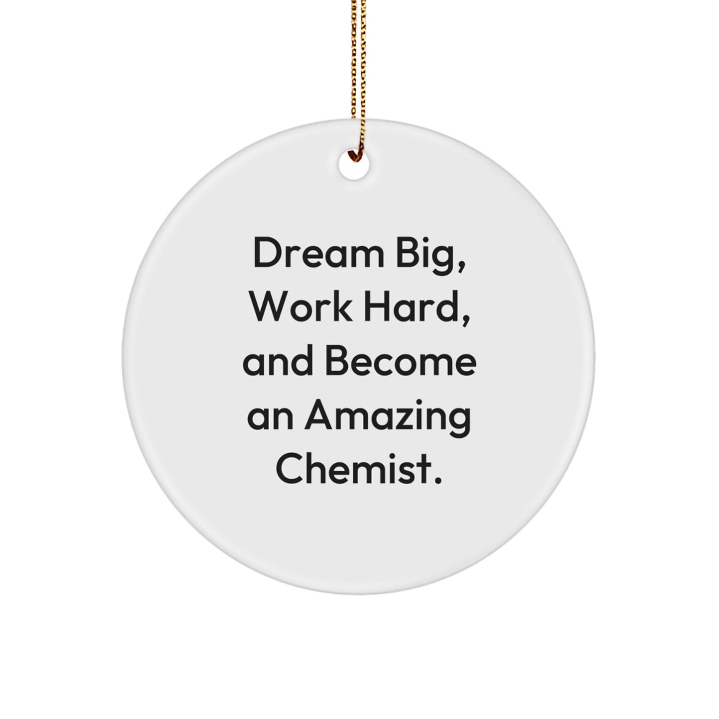 Funny Inspirational Gift for Chemist Men - 'Dream Big Work Hard' Circle Ornament Gifts from Friends, Family, Coworkers - Image 1