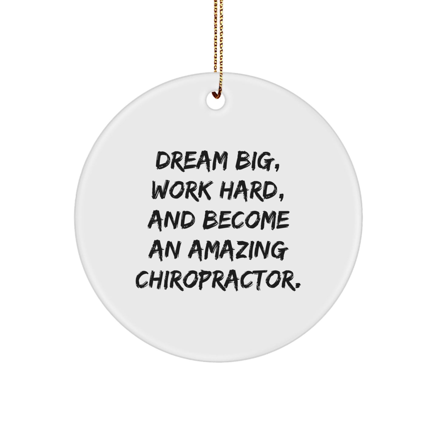 Funny Chiropractor Gifts from Men to Chiropractor, Unique Circle Ornament with 'Dream Big, Work Hard, And Become An Amazing Chiropractor' Quote, Christmas Unique Gifts - Image 1