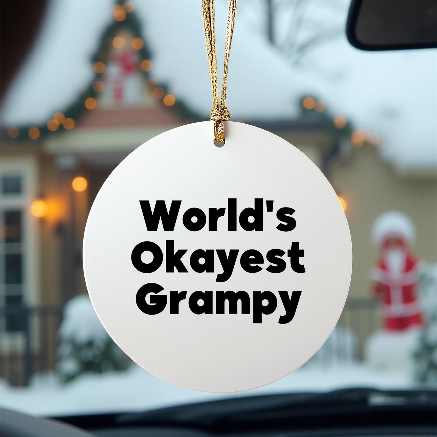 World's Okayest Grampy Circle Ornament, Funny Grampy Gifts for Men from Friends, Unique Christmas Circle Ornament for Grampy's Home, Gifts for Grampy