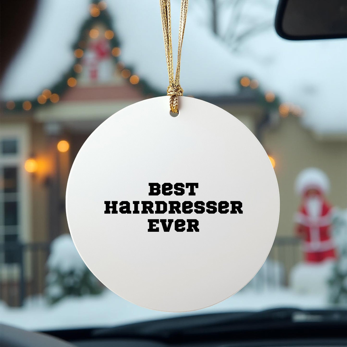 Funny Hairdresser Gifts, Best Hairdresser Ever Circle Ornament, Christmas Unique Gifts from Friends to Hairdresser - Mallard Moon