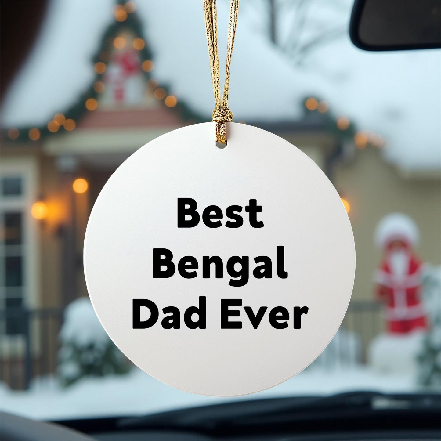 Funny Bengal Cat Dad Circle Christmas Tree Ornament - Best Bengal Dad Ever Gift - Mallard Moon