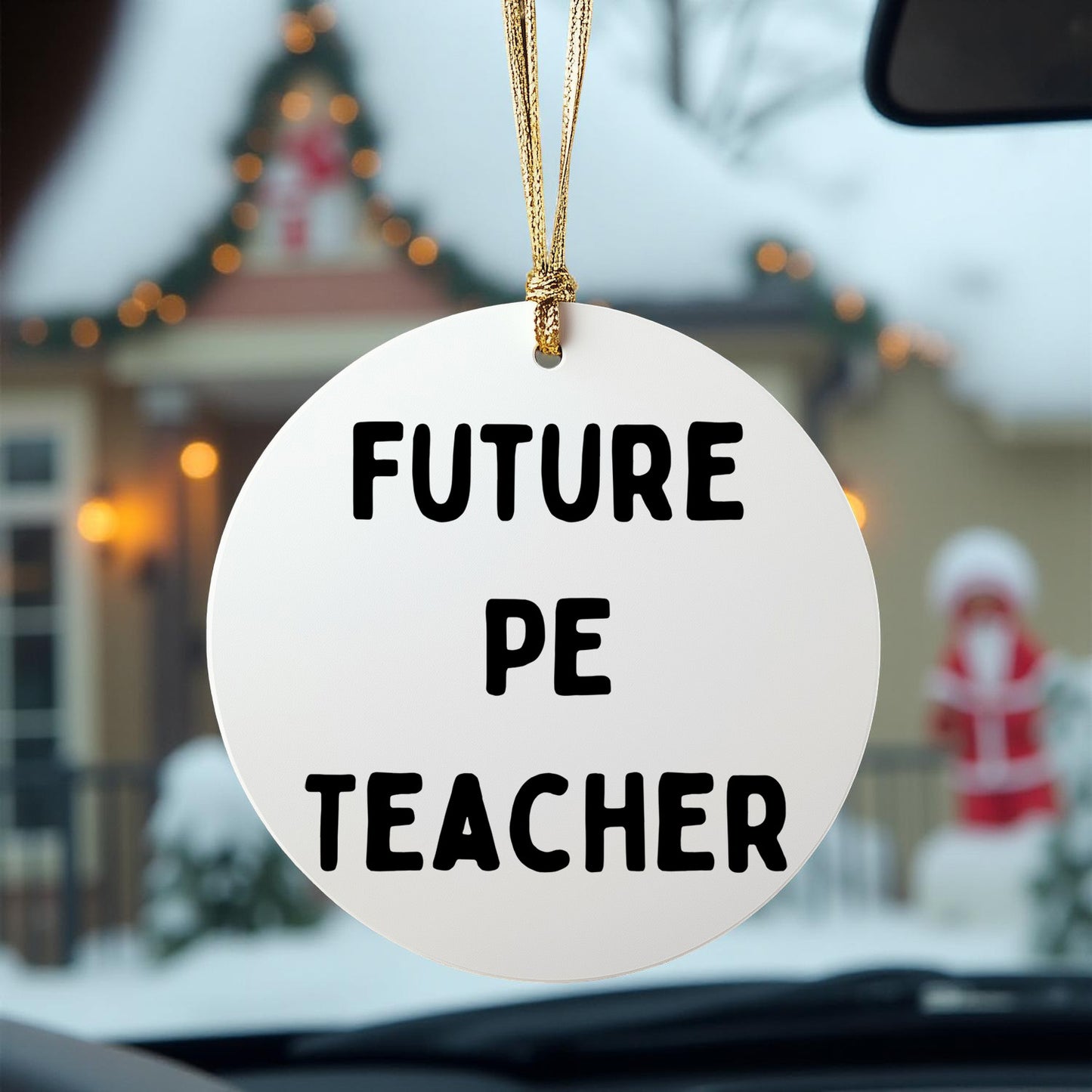 Funny Inspirational PE Teacher Circle Christmas Ornament, 'Future PE Teacher' Gifts