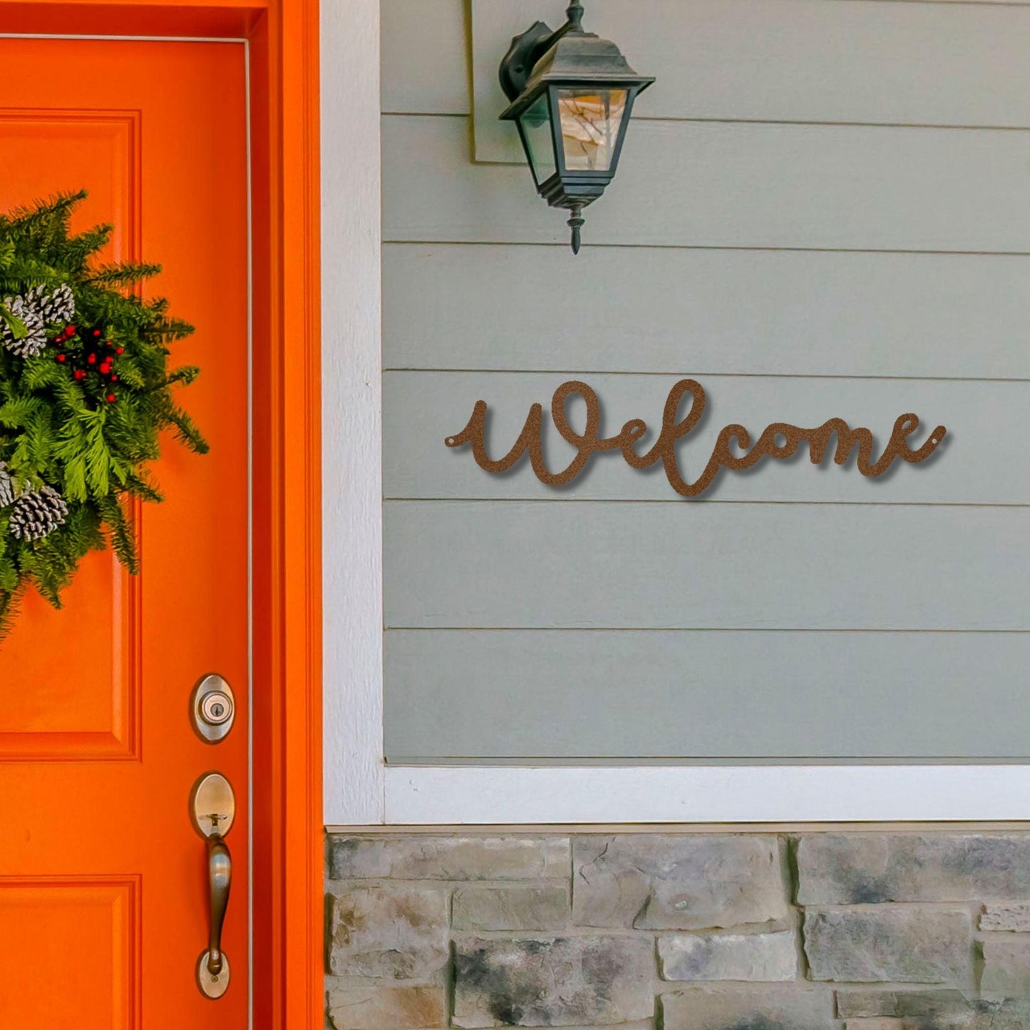 Welcome Script Indoor Outdoor Steel Wall Sign - Mallard Moon Gift Shop