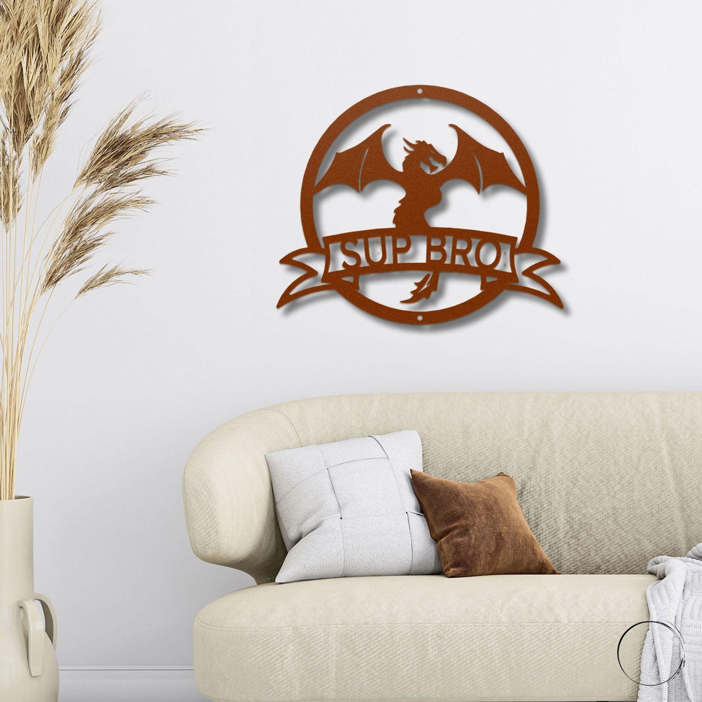 Dragon Banner Personalized Name Metal Art Wall Sign - Mallard Moon Gift Shop