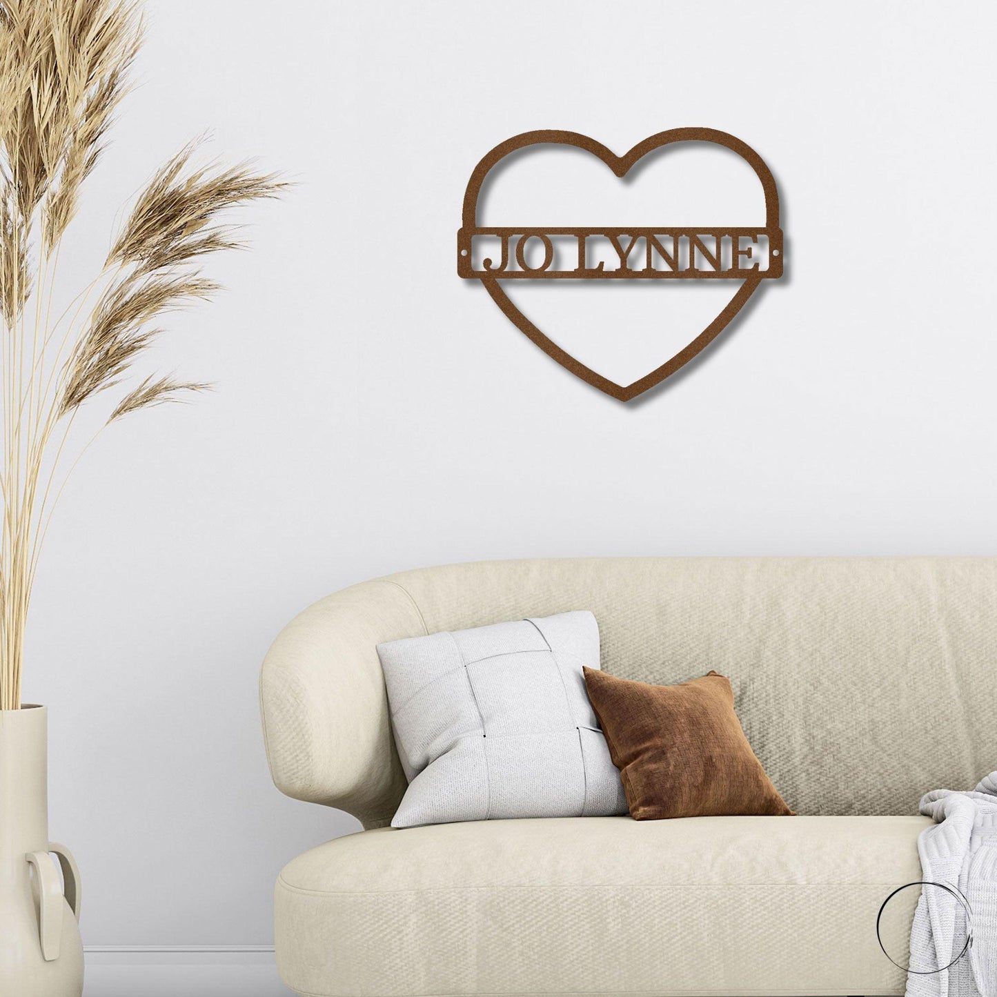Custom Heart Shaped Monogram Personalized Steel Wall Sign - Mallard Moon Gift Shop