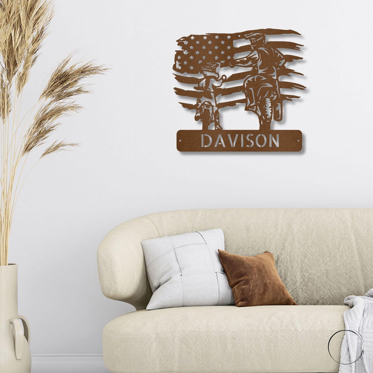 American Motocross Family Monogram Indoor Outdoor Steel Wall Sign - Mallard Moon Gift Shop