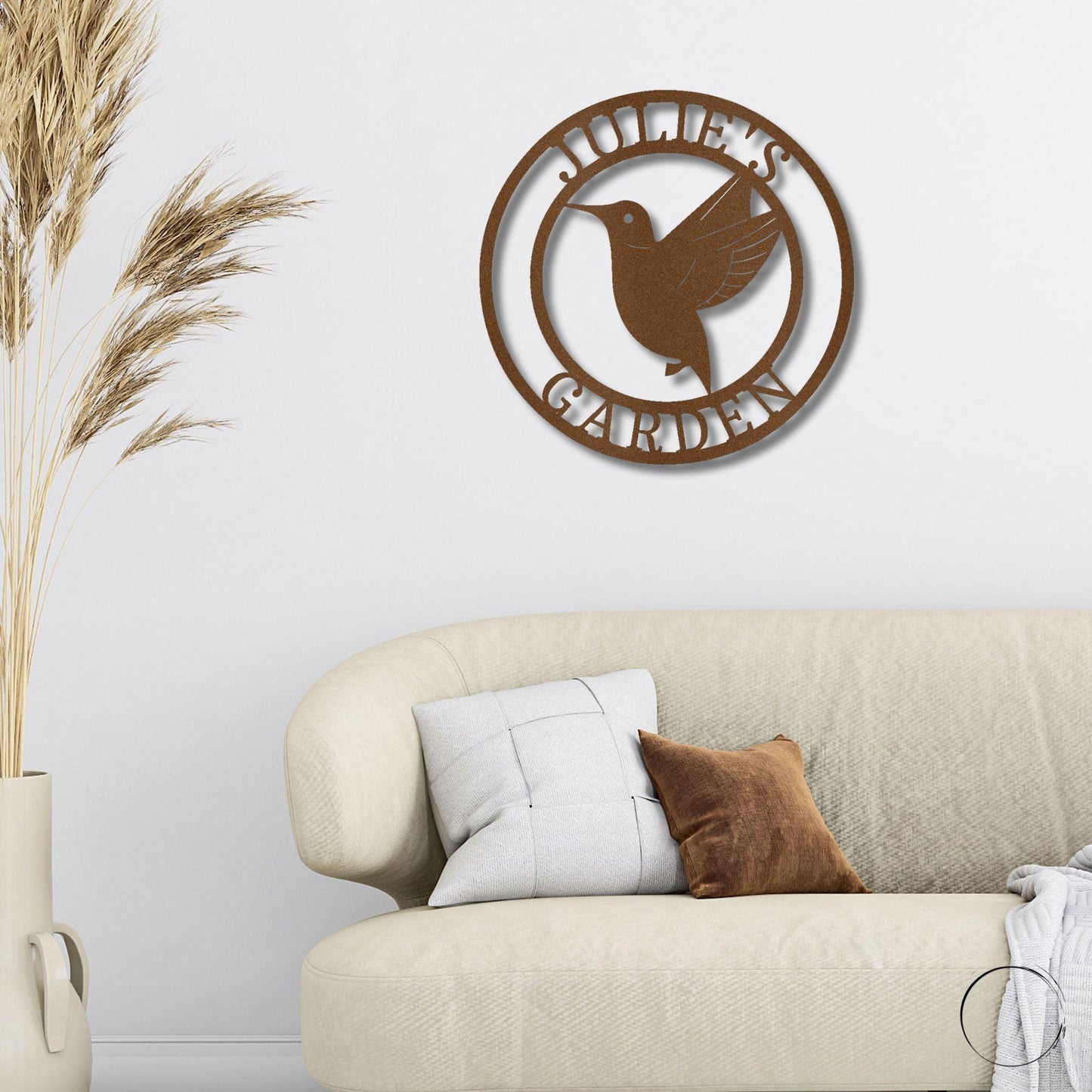 Hummingbird Monogram Personalized Metal Art Wall Sign - Mallard Moon Gift Shop