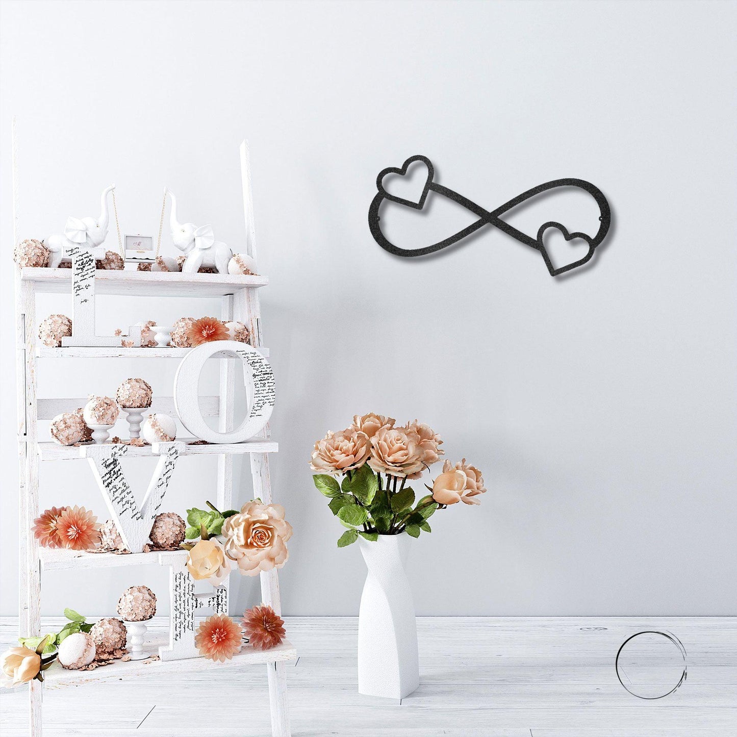 Double Heart Infinity Steel Wall Sign - Mallard Moon Gift Shop