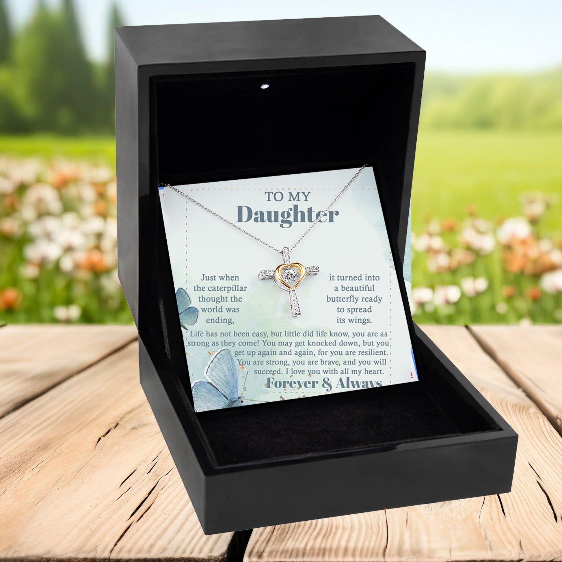 Daughter Gift for Birthday, Christmas, Graduation - Beautiful Butterfly- Cross Pendant Necklace - Mallard Moon Gift Shop