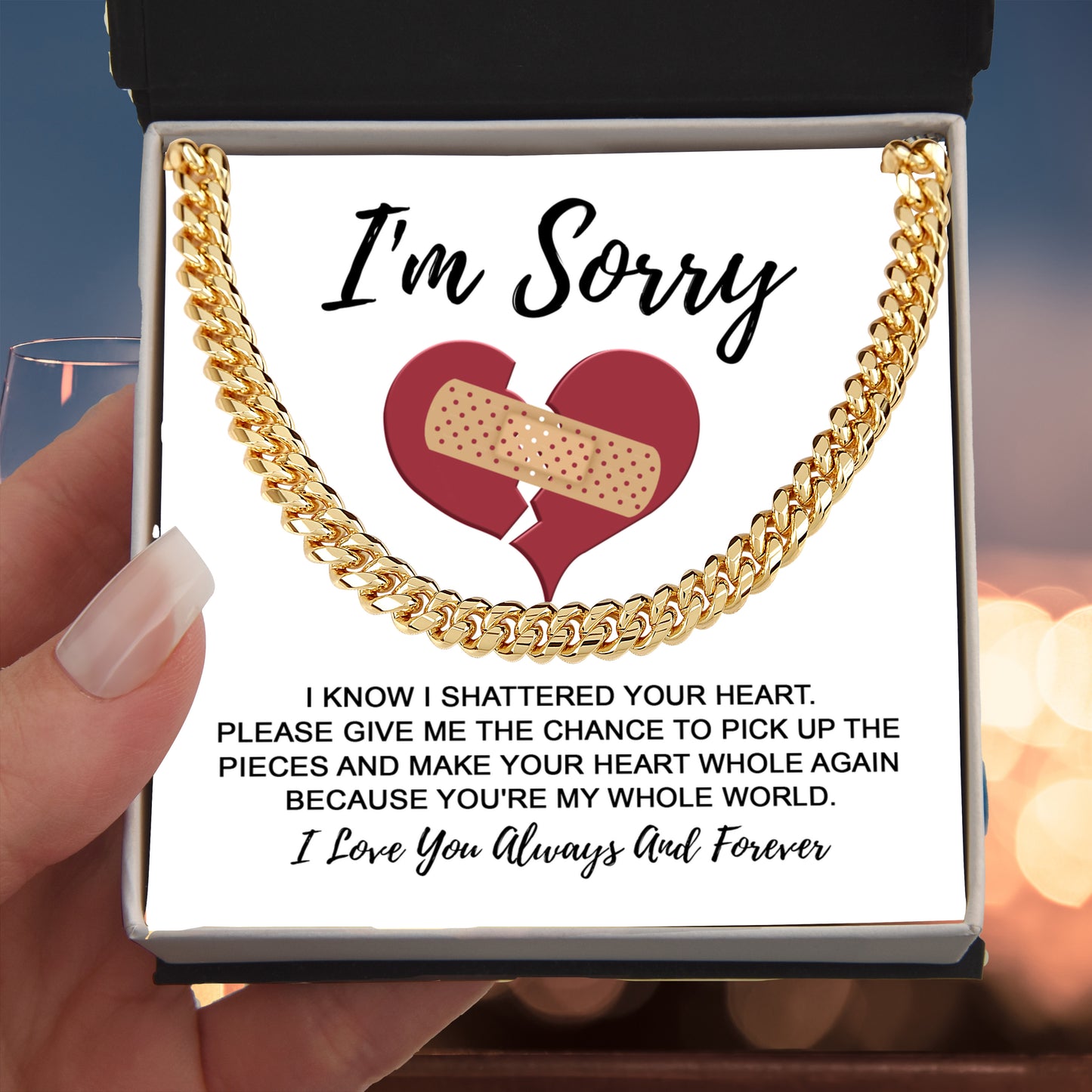 Apology Gift for Him-Sorry, The Pieces-Cuban Link Chain Necklace - Mallard Moon