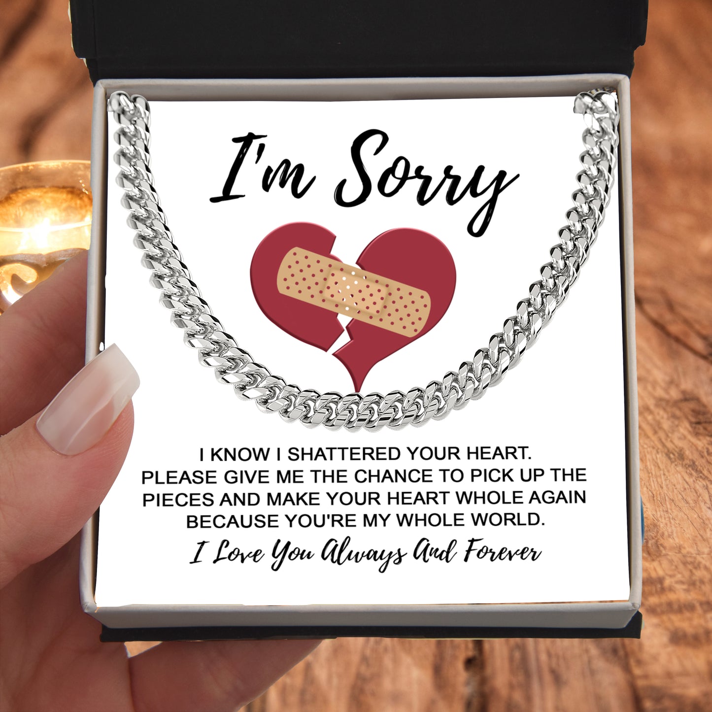 Apology Gift for Him-Sorry, The Pieces-Cuban Link Chain Necklace - Mallard Moon