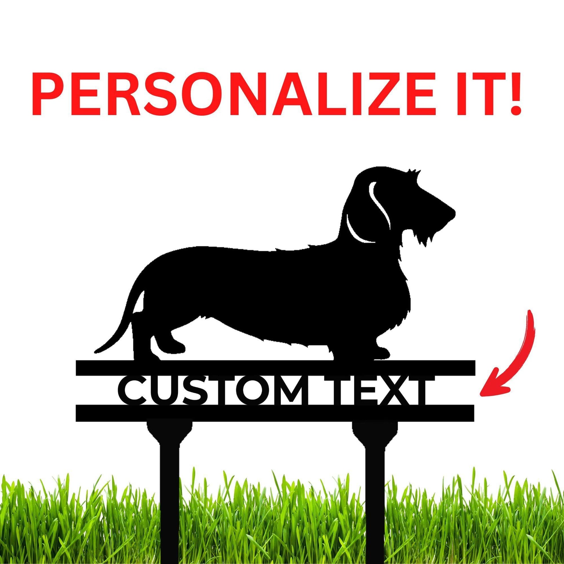 Dachshund Wire Haired Custom Address, Name Metal Yard Sign - Mallard Moon Gift Shop