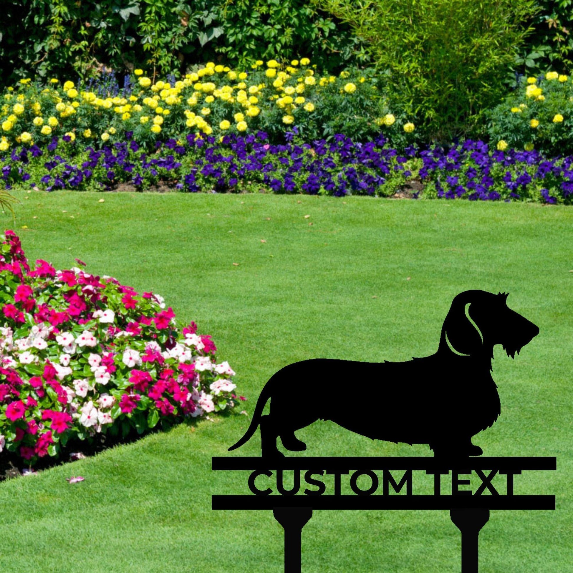 Dachshund Wire Haired Custom Address, Name Metal Yard Sign - Mallard Moon Gift Shop