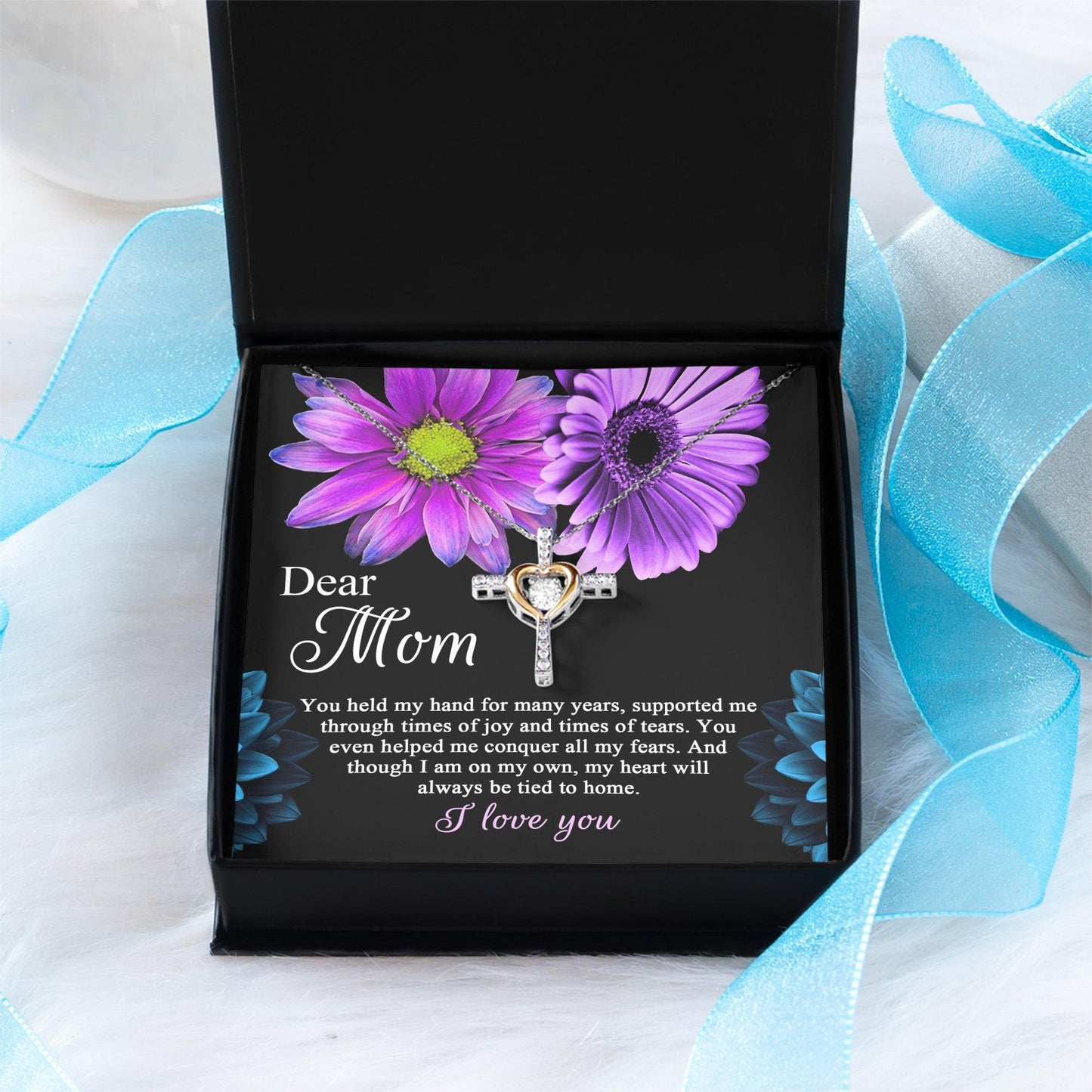 Dear Mom You Held My Hand Through the Years Cross Pendant Necklace - Mallard Moon Gift Shop