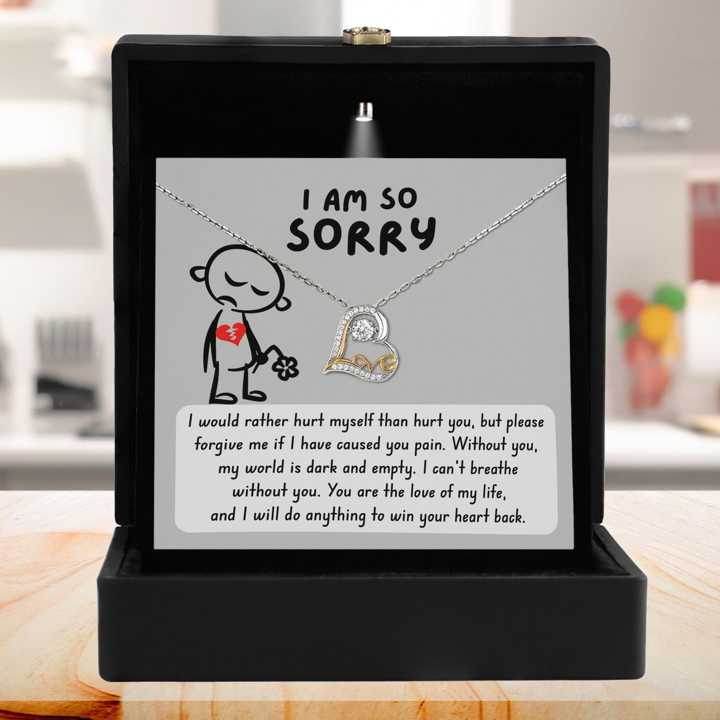 Apology Gift for Girlfriend, Wife, Soulmate - Sorry, Dark And Empty - Love Dancing Heart Pendant Necklace - Mallard Moon Gift Shop