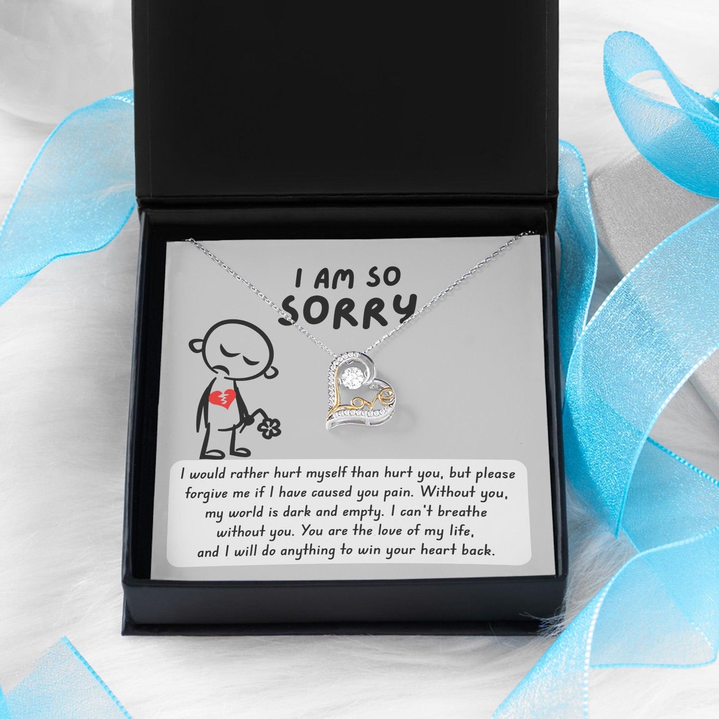 Apology Gift for Girlfriend, Wife, Soulmate - Sorry, Dark And Empty - Love Dancing Heart Pendant Necklace - Mallard Moon Gift Shop