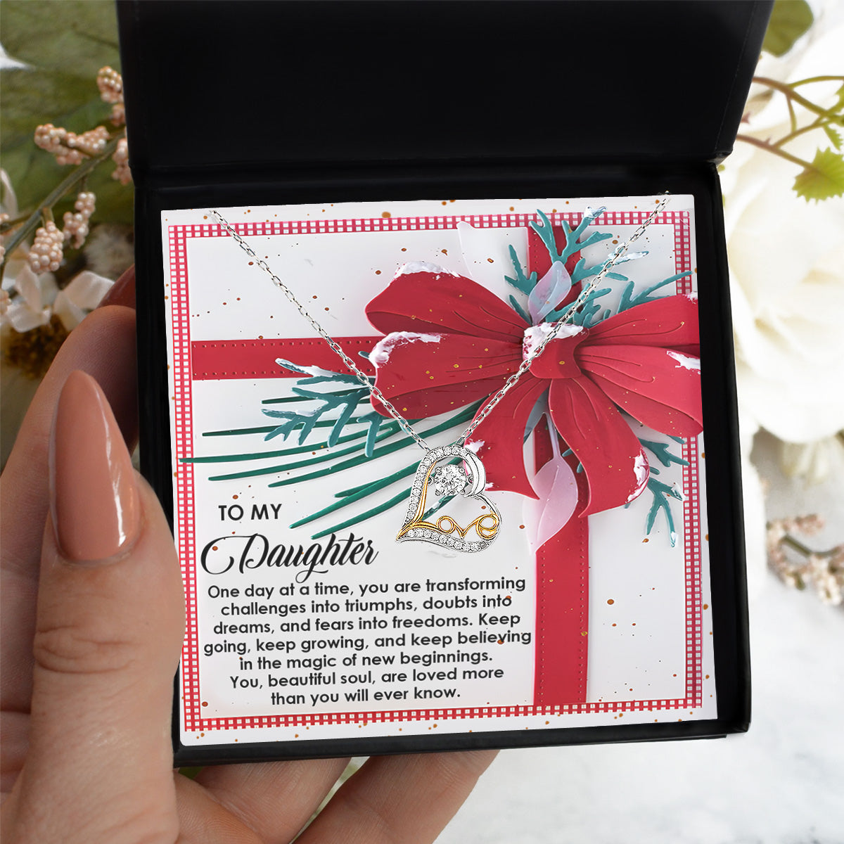 Gift for Daughter - Beautiful Soul - Love Dancing Heart Pendant Necklace - Mallard Moon Gift Shop