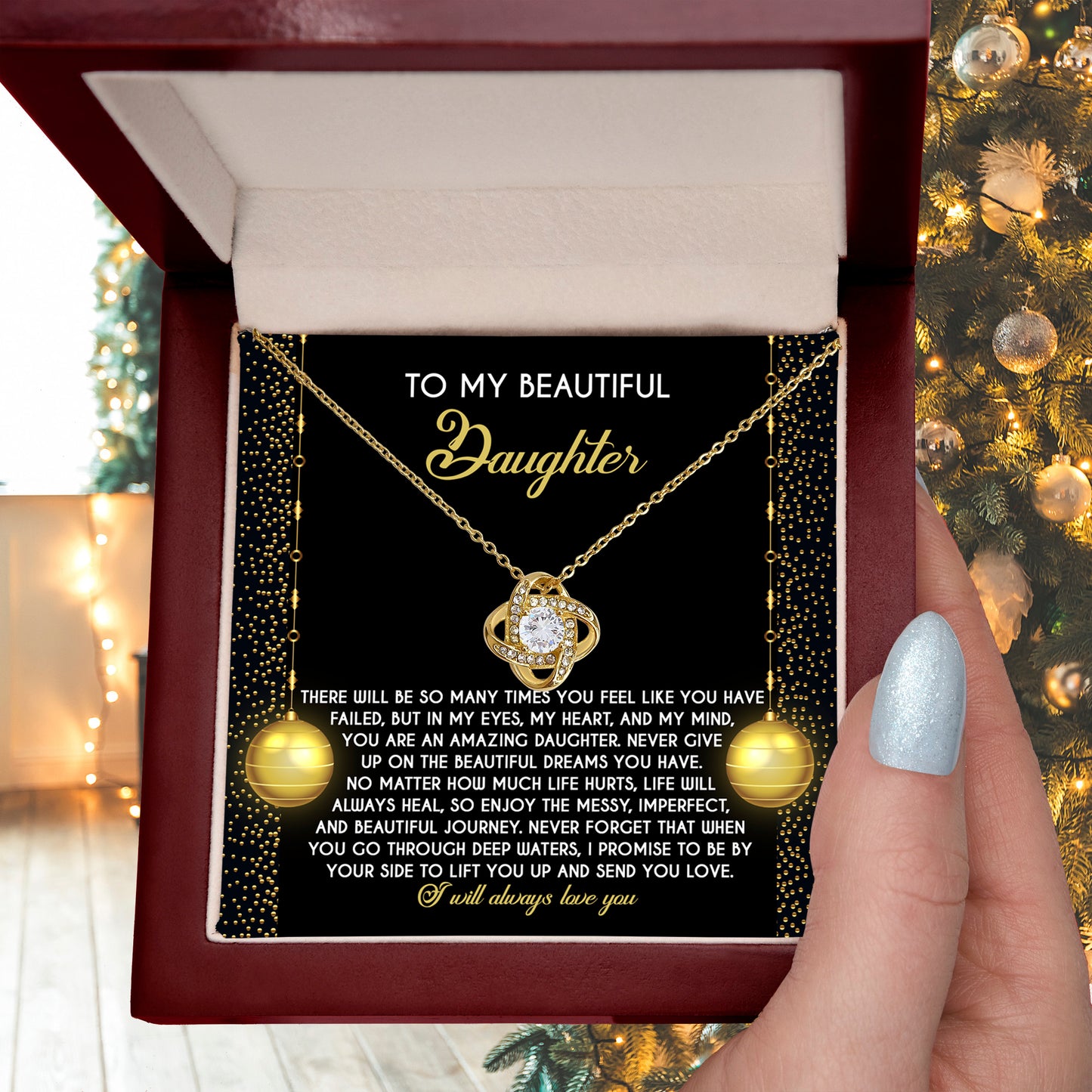 Gift for Daughter - Deep Waters - Love Knot Pendant Necklace - Mallard Moon Gift Shop