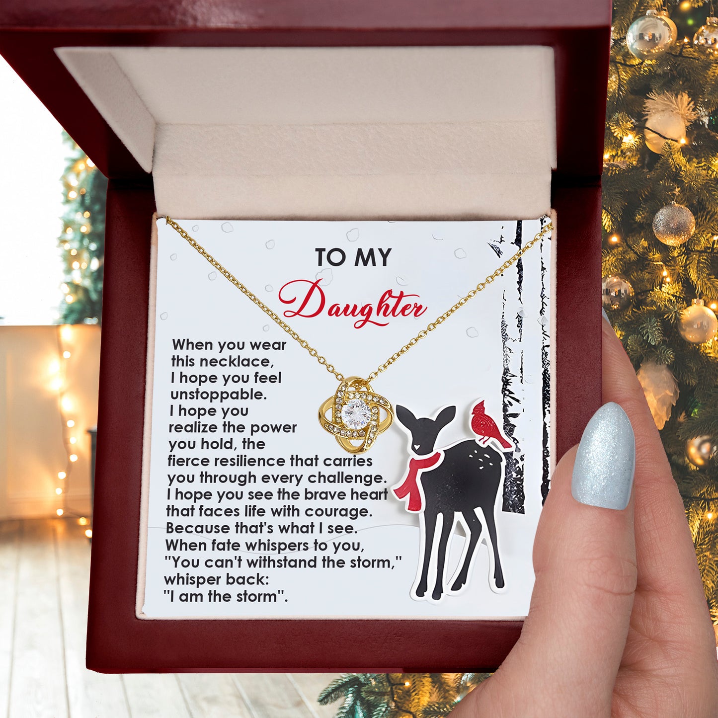 Gift for Daughter - Every Challenge - Love Knot Pendant Necklace - Mallard Moon Gift Shop