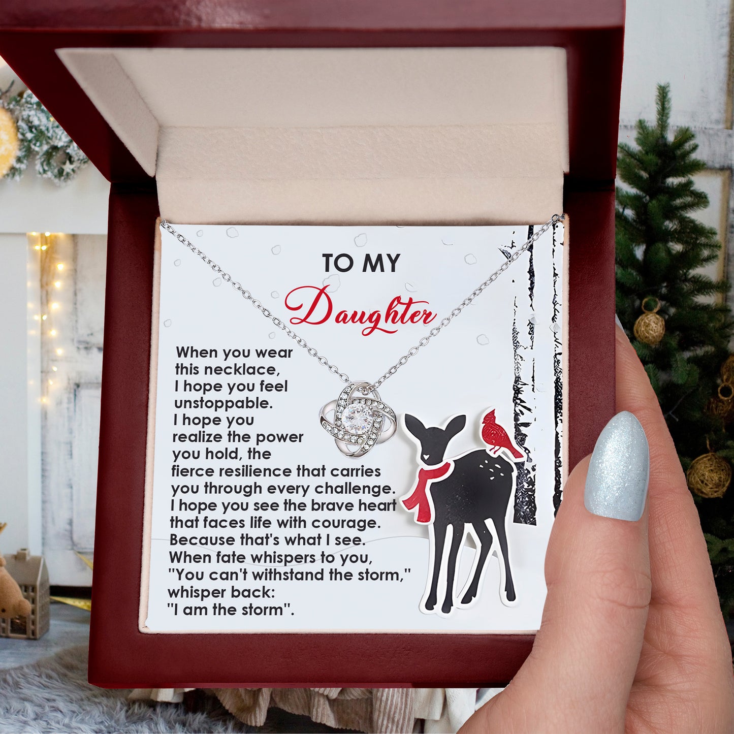 Gift for Daughter - Every Challenge - Love Knot Pendant Necklace - Mallard Moon Gift Shop