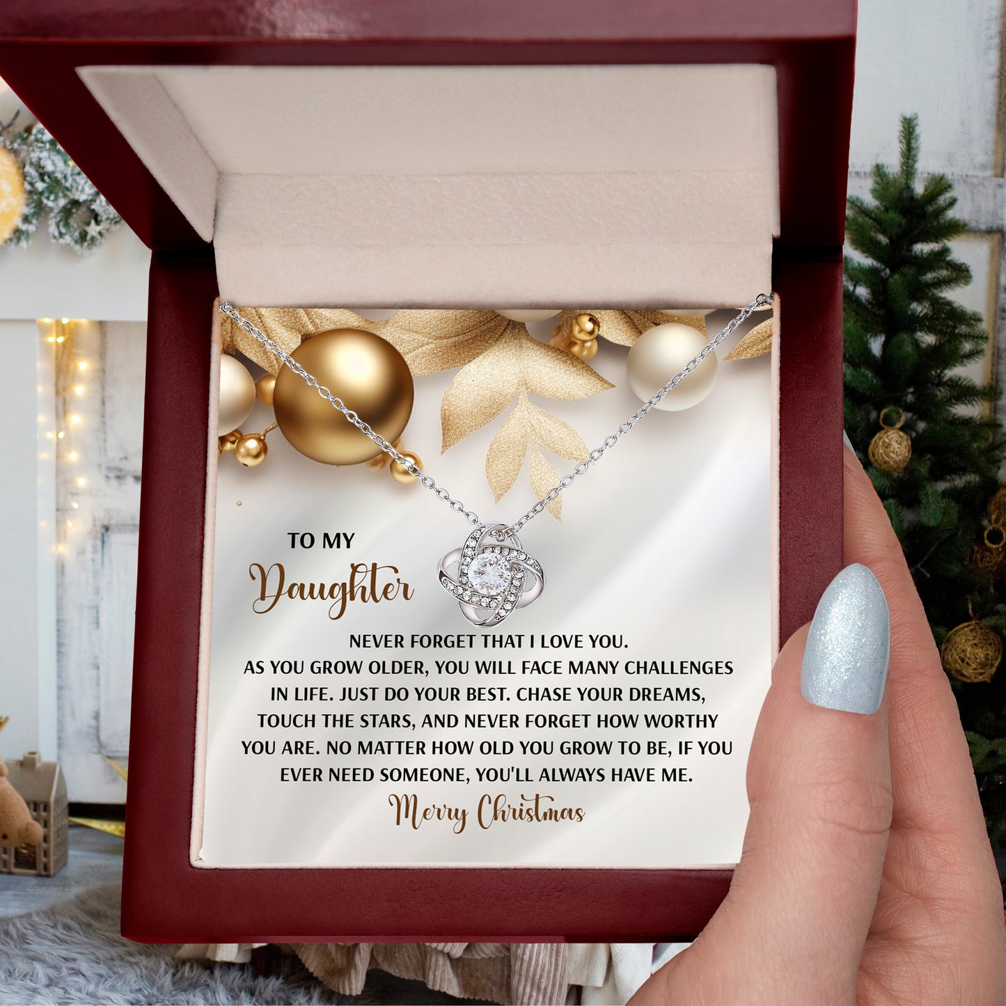 Gift for Daughter - How Worthy - Love Knot Pendant Necklace Christmas Present - Mallard Moon Gift Shop