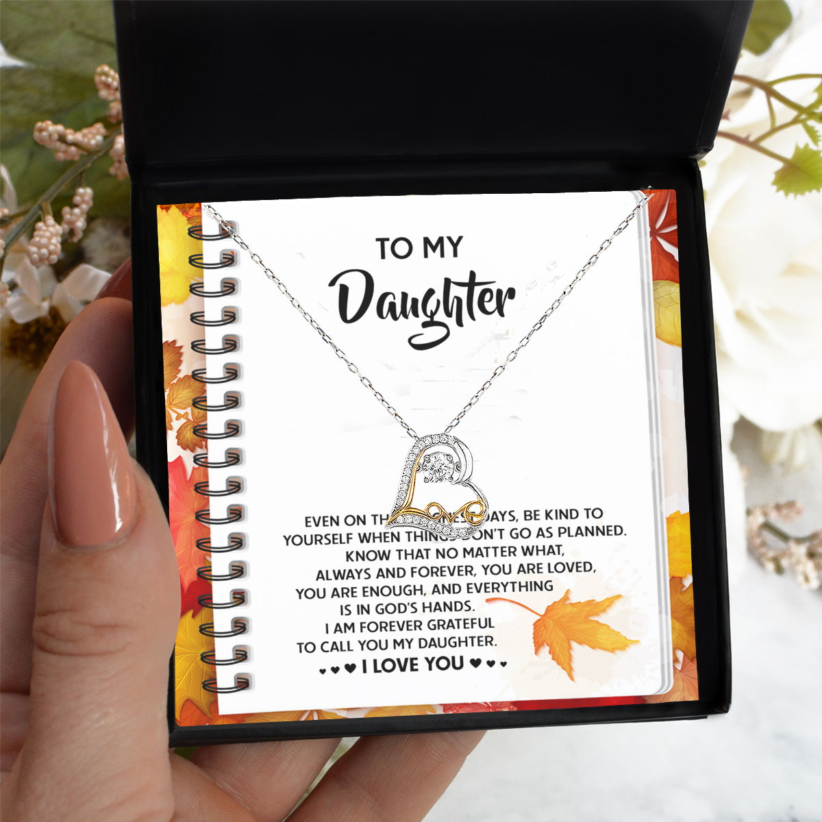 Daughter Birthday, Graduation, Christmas Gift - In God's Hands - Love Dancing Heart Pendant Necklace - Mallard Moon Gift Shop