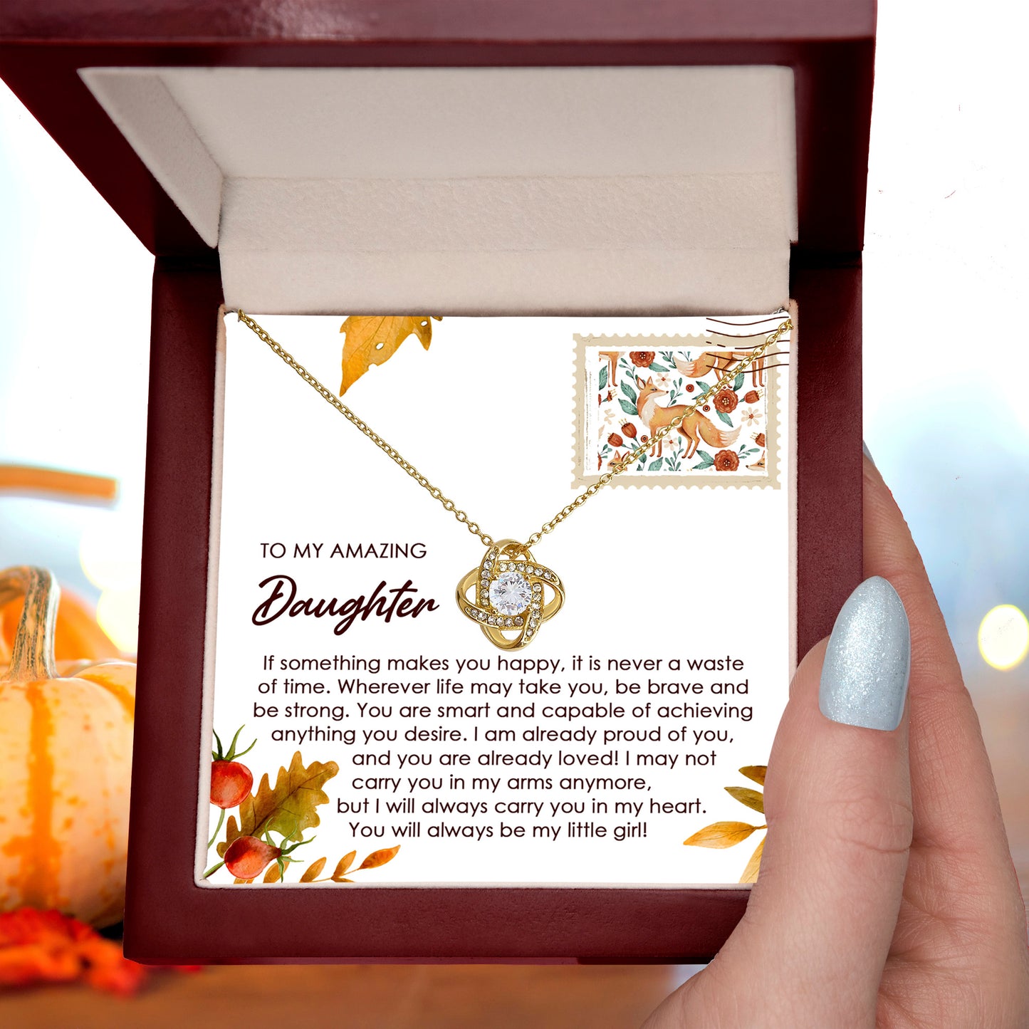 Daughter - Makes You Happy - Love Knot Pendant Necklace - Mallard Moon Gift Shop