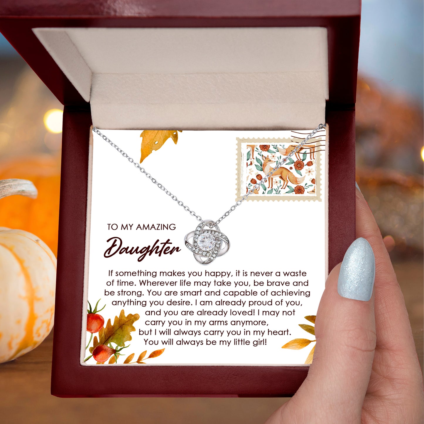 Daughter - Makes You Happy - Love Knot Pendant Necklace - Mallard Moon Gift Shop