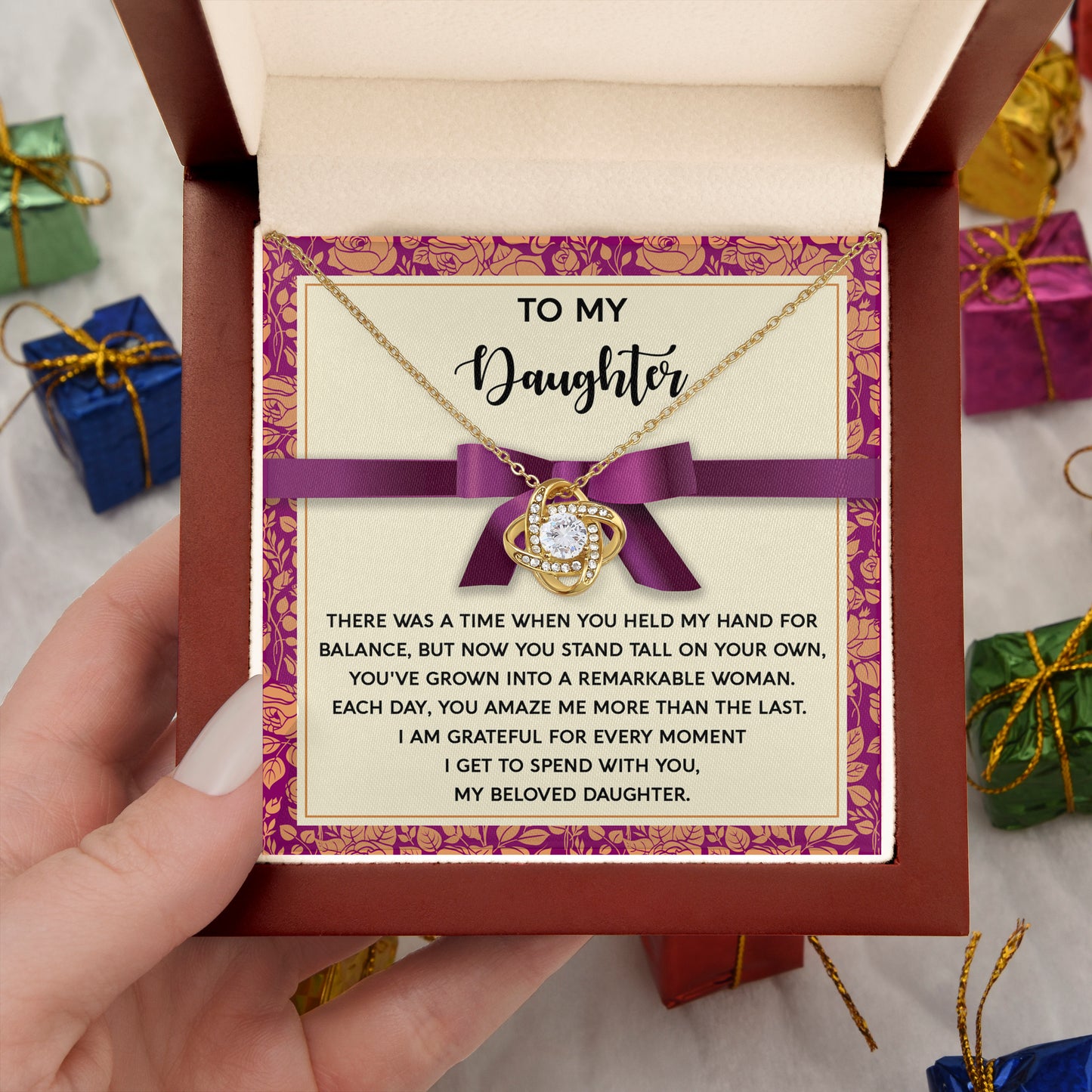 Daughter - Moment I Spend With You - Love Knot Pendant Necklace - Mallard Moon