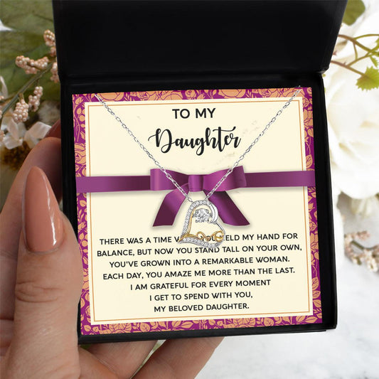 Daughter Birthday, Graduation, Christmas Gift - Moment I Spend With You - Love Dancing Heart Pendant Necklace - Mallard Moon Gift Shop