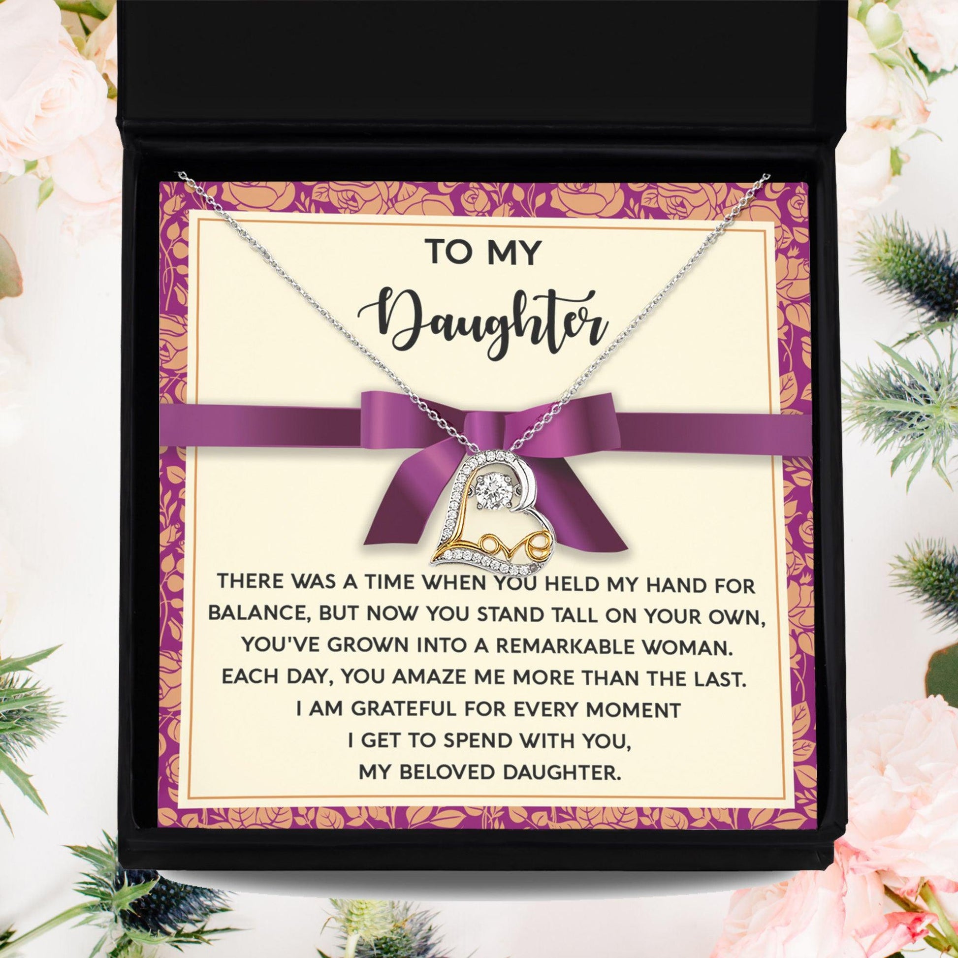 Daughter Birthday, Graduation, Christmas Gift - Moment I Spend With You - Love Dancing Heart Pendant Necklace - Mallard Moon Gift Shop