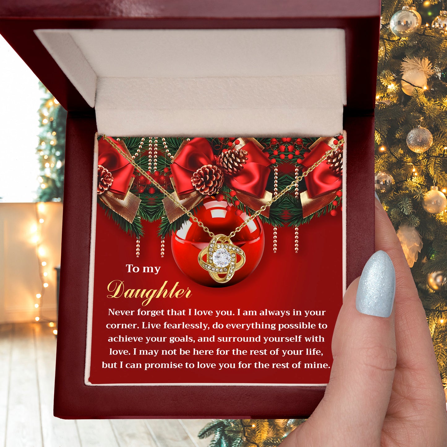 Gift for Daughter - Achieve Your Goals - Love Knot Pendant Necklace - Mallard Moon Gift Shop